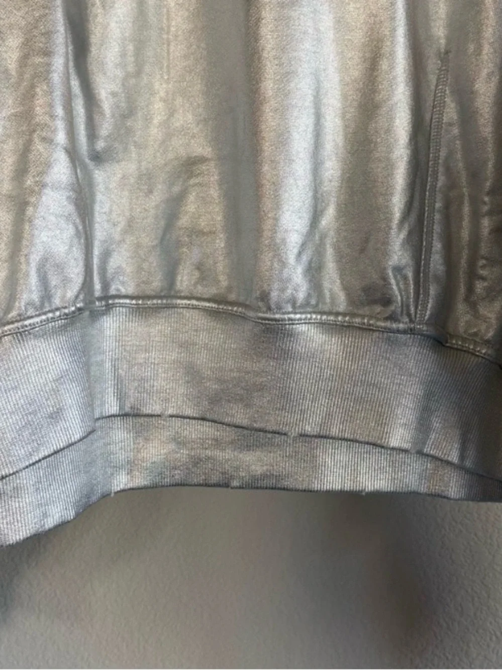 Free People Silver Metallic Oversized Pullover Sweatshirt (NWT)